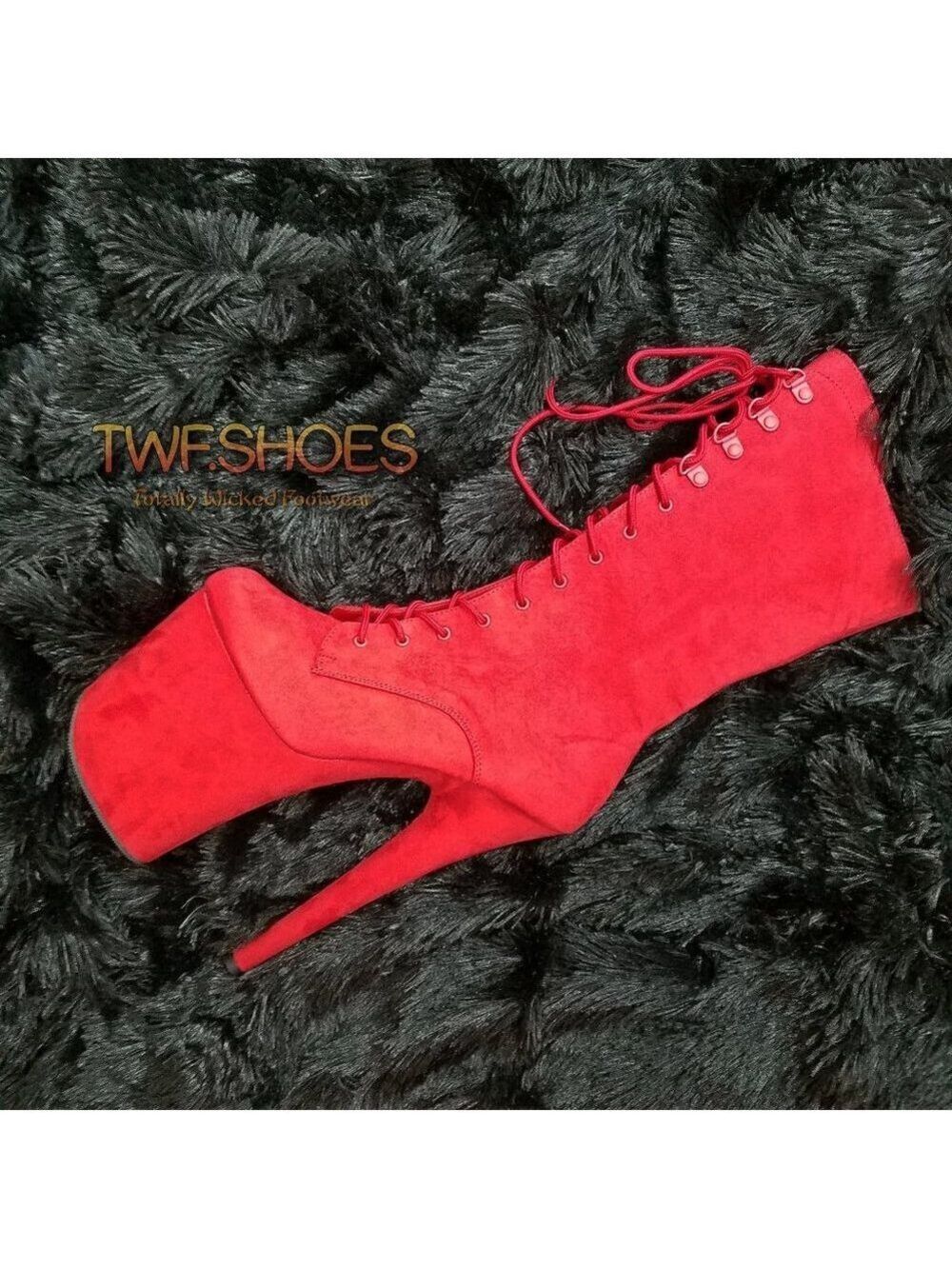 Flamingo 1050FS Red 8" High Heel Ankle Calf Boots